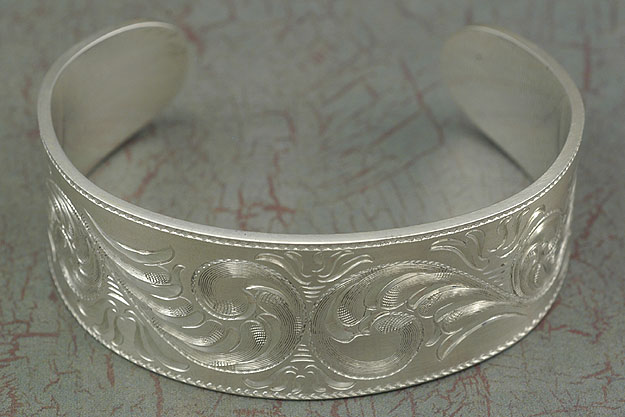 Western Engraved Silver Cuff