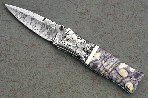 Blue Sapphire Folding Boot Knife