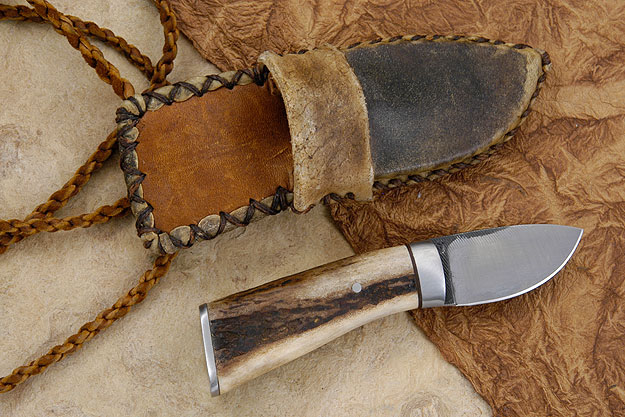 Neck Knife and Sheath from Indy Hammered Knives  Hand Forged Knives and  Handmade Specialty Items