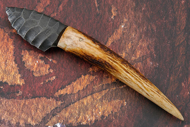 Prehistoric Style Elk Tine Knapped Steel Hunter