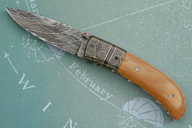 Mammoth Ivory and Damascus Gent's Folder