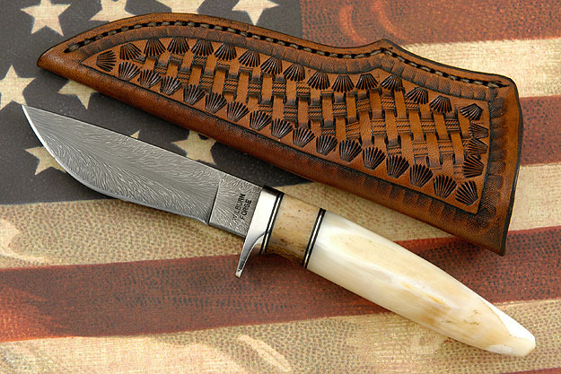 Hippo Tooth Skinner with Feather Damascus