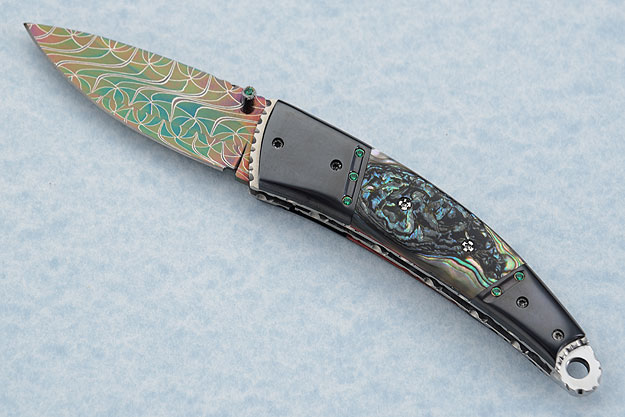 Abalone and Alpinite Damascus Folder