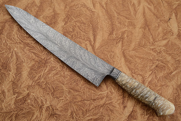 Chef's Knife with Muskox Horn and Dragon's Breath Damascus