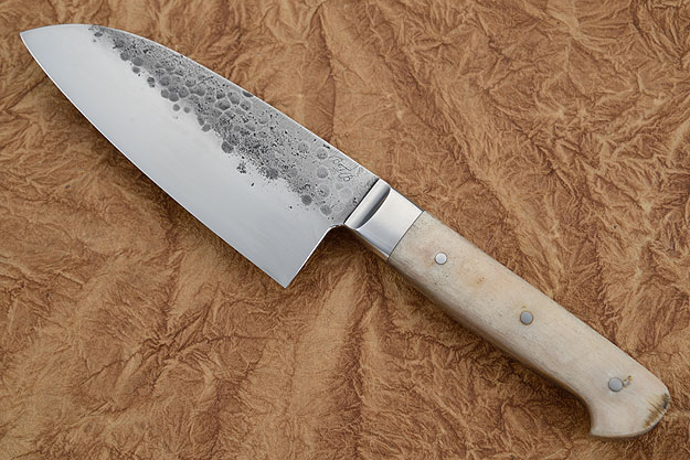 Chef's Knife (Santoku), Forge Finish with Sheep Horn (5 in)