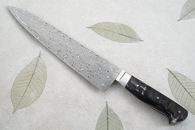 Chef's Knife (Gyuto) with Turkish Twist Damascus and Black Sheep Horn (10-1/3