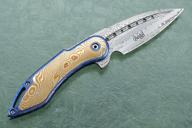 Custom Mini Glimpse Friction Folder with Damascus and Mokume