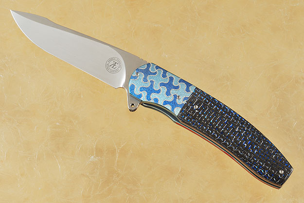 L54S Flipper with Blue/Silver Carbon Fiber and Engraved Titanium (IKBS)