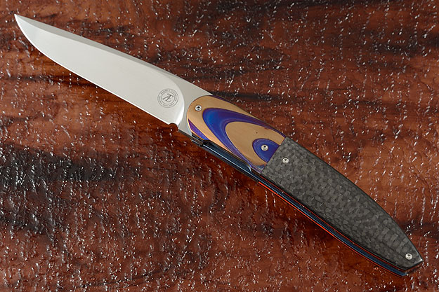 L28M Front Flipper with Carbon Fiber and Titanium/Stainless Damascus (IKBS)