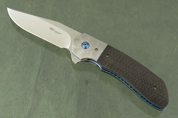 Nomad Flipper with Damascus and Carbon Fiber (IKBS)
