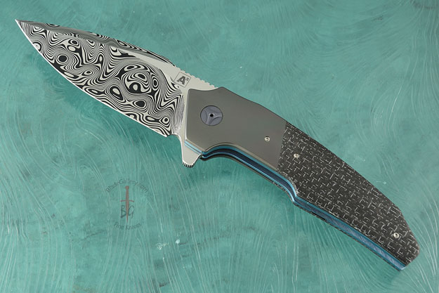 Premium A6 Flipper with Damascus, Silver Strike Carbon Fiber and Zirconium (Ceramic IKBS)<br><i>Best Tactical Folder</i> - USN Gathering 2016