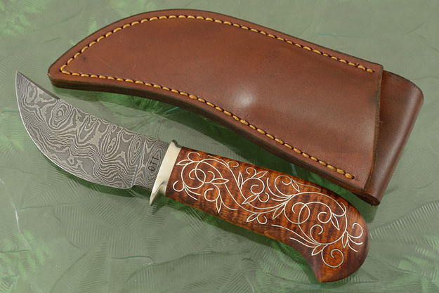 Spiraling Vines Damascus and Maple Skinner