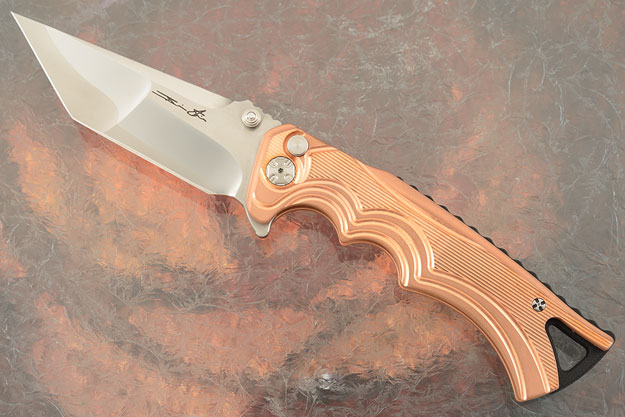 Tighe Fighter Tanto Button Lock Flipper with Copper