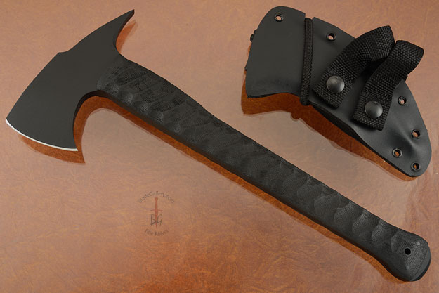 Combat Axe with Sculpted Black Micarta Handle and KG Finish