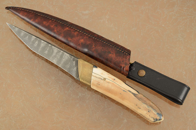 Damascus Kwaiken with Ancient Walrus Ivory
