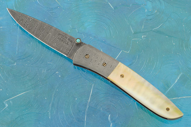 Laddered Damascus Folder with Gold Lip Mother of Pearl