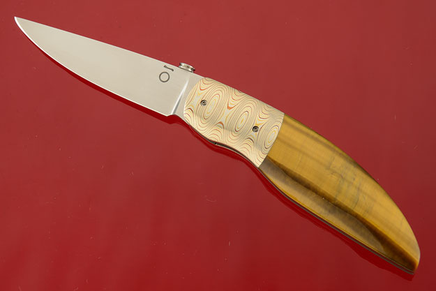 Drop Point Folder with Mokume and Tiger's Eye