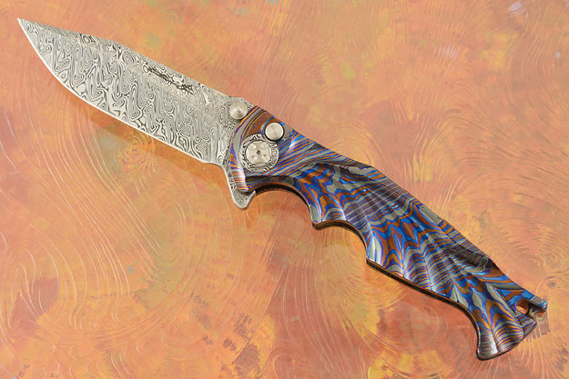 Tighe Breaker Integral Button Lock Flipper with Timascus and Damasteel