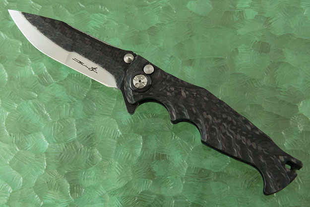 Tighe Breaker Integral Button Lock Flipper with Carbon Fiber San Mai