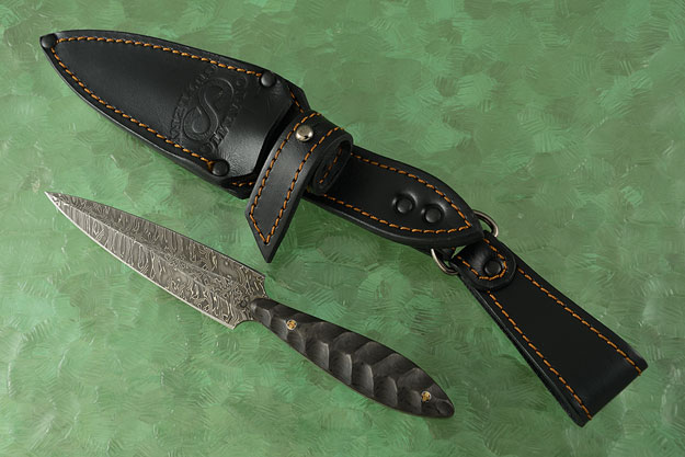 Tactical Dagger with Damascus and Carbon Fiber