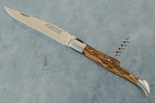 Laguiole Guilloché Picnic Knife with Corkscrew, Bocote