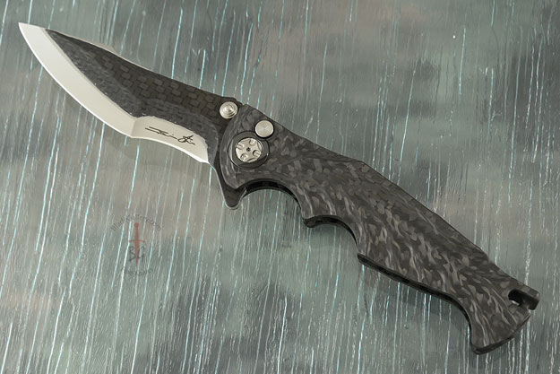 Integral Tighe Breaker Button Lock Flipper with Carbon Fiber San Mai