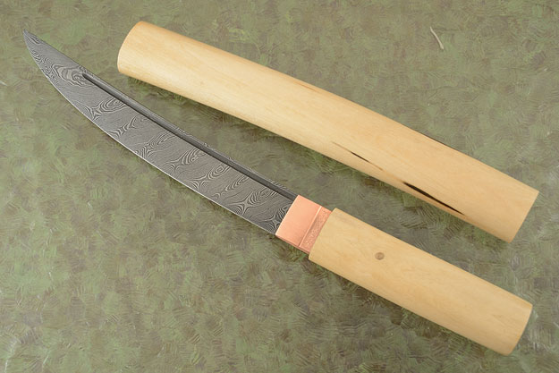 Damascus Tanto in Basswood Shirasaya