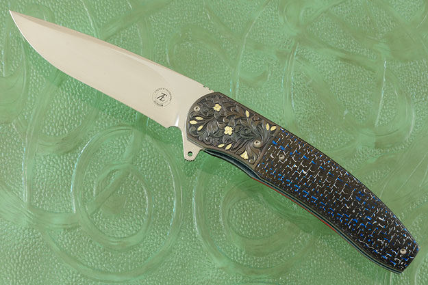 L54 Flipper with Blue/Silver Carbon Fiber and Gold Inlaid Zirconium (Ceramic IKBS)