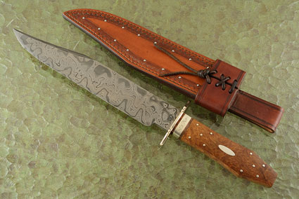 Coffin Bowie with Damascus and Mallee Burl