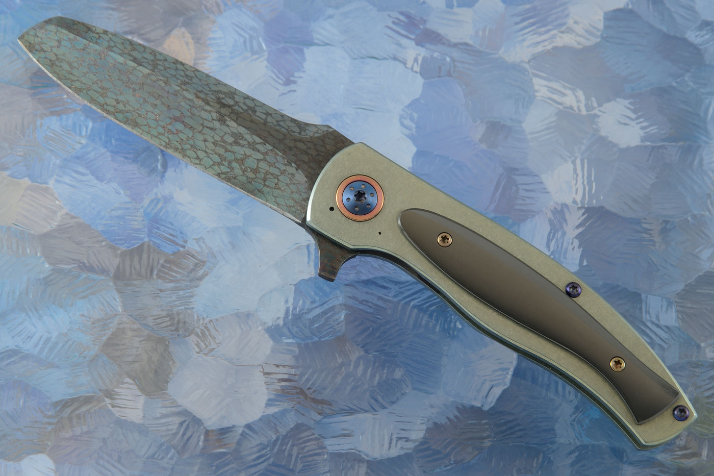 FL-XX Framelock Flipper with Damascus and Zirconium (IKBS)