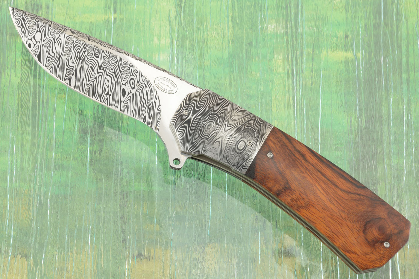 LL15 Flipper with Damascus and Ironwood (Ceramic IKBS)